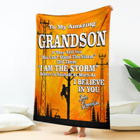 To My Amazing Grandson - Lineman - Blanket - Free Shipping