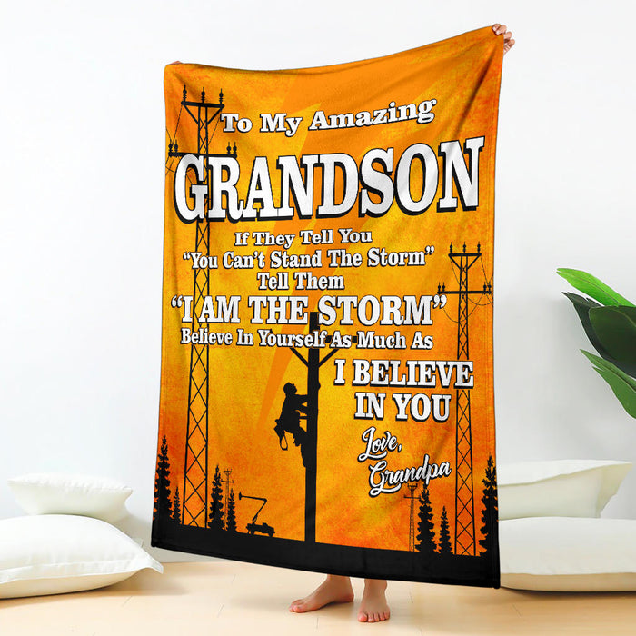 To My Amazing Grandson - Lineman - Blanket - Free Shipping