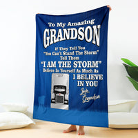 To My Amazing Grandson - Bull Hauler Blanket - Kenworth - Free Shipping