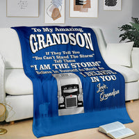 To My Amazing Grandson - Bull Hauler Blanket - Kenworth - Free Shipping