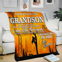 To My Amazing Grandson - Lineman - Blanket - Free Shipping