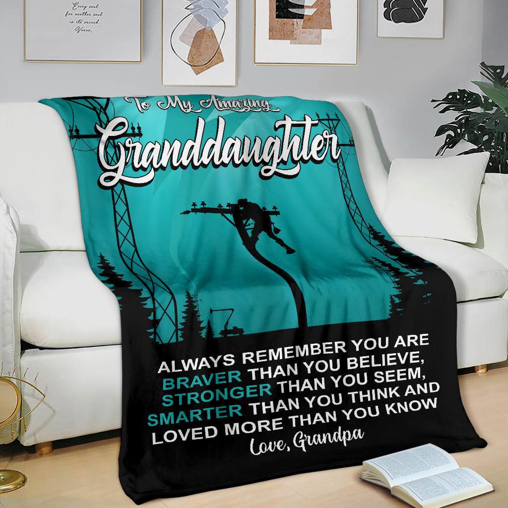 To My Amazing Granddaughter Blanket - Lineman - Free Shipping
