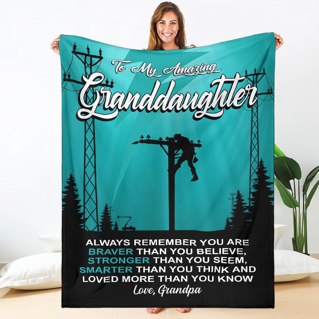 To My Amazing Granddaughter Blanket - Lineman - Free Shipping