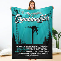 To My Amazing Granddaughter Blanket - Lineman - Free Shipping