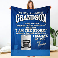 To My Amazing Grandson - Bull Hauler Blanket - Kenworth - Free Shipping