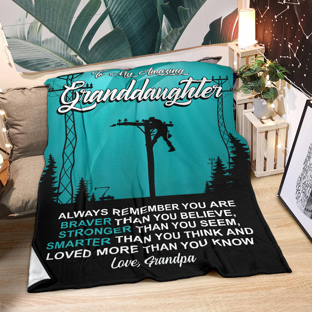 To My Amazing Granddaughter Blanket - Lineman - Free Shipping