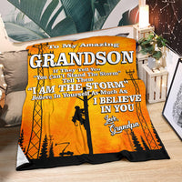 To My Amazing Grandson - Lineman - Blanket - Free Shipping
