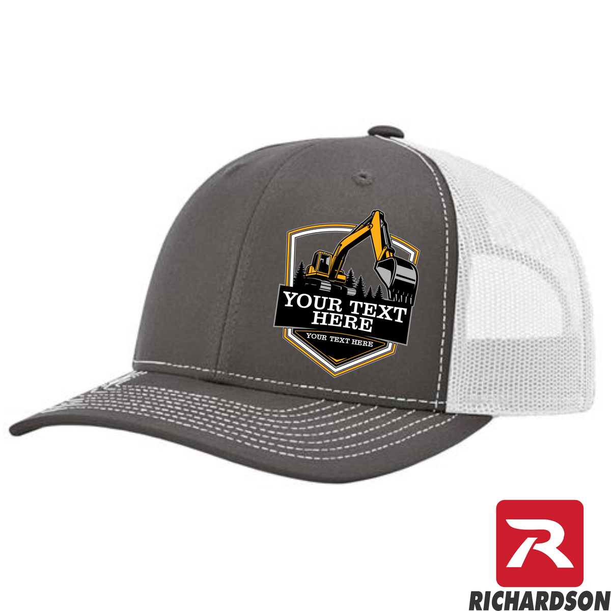 Excavator Trees Prism - Your Text Here - Richardson 112 Trucker Snapback Hats - Free Shipping