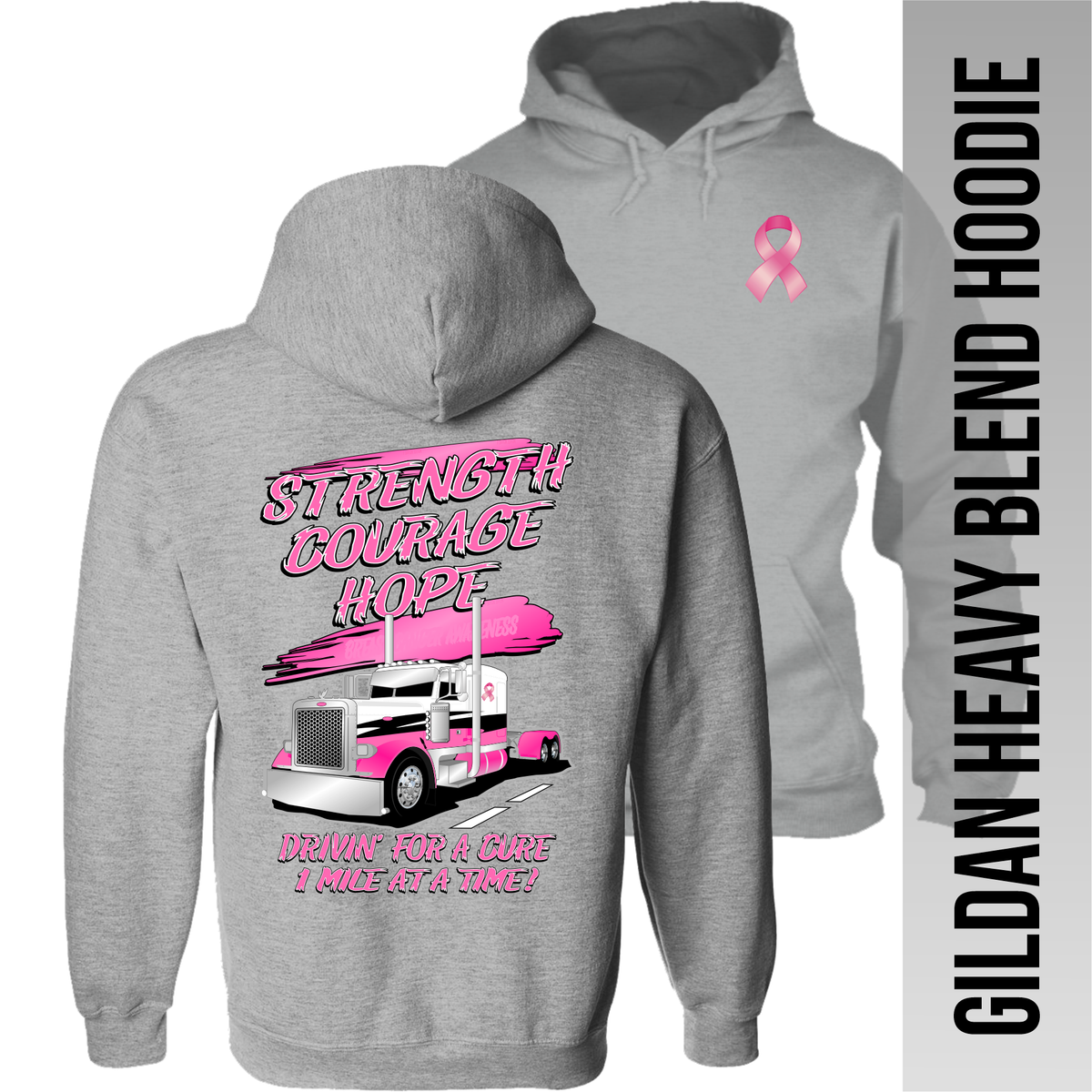 Strength Courage Hope - Peterbilt - Breast Cancer - Peterbilt - Hoodie