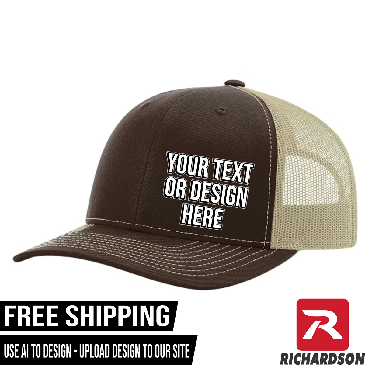Your Text or Design Here - Richardson 112 6 Panel Hat - Free Shipping