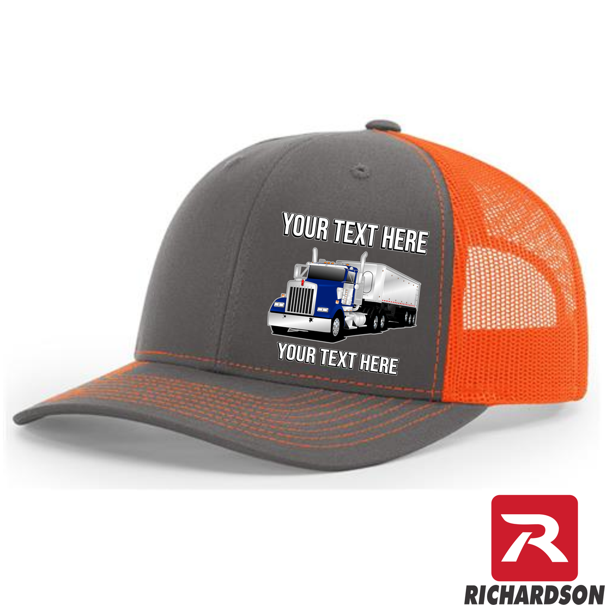 Kenworth W900 Day Cab Dump Trailer -  Richardson 112 Trucker Hat - Your Text Here - Free Shipping