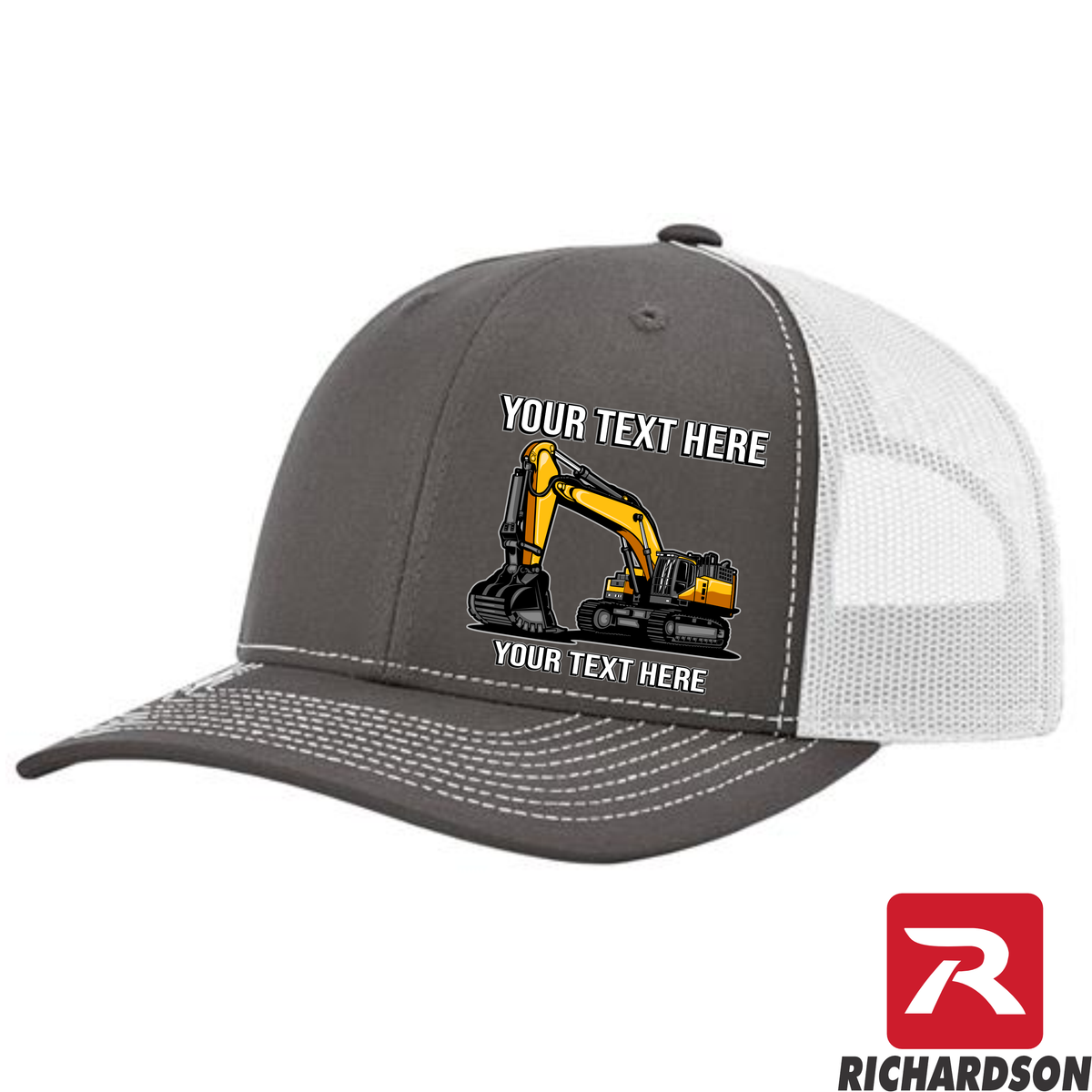 Excavator Solo  - Your Text Here - Richardson 112  Trucker Snapback Hats - Free Shipping
