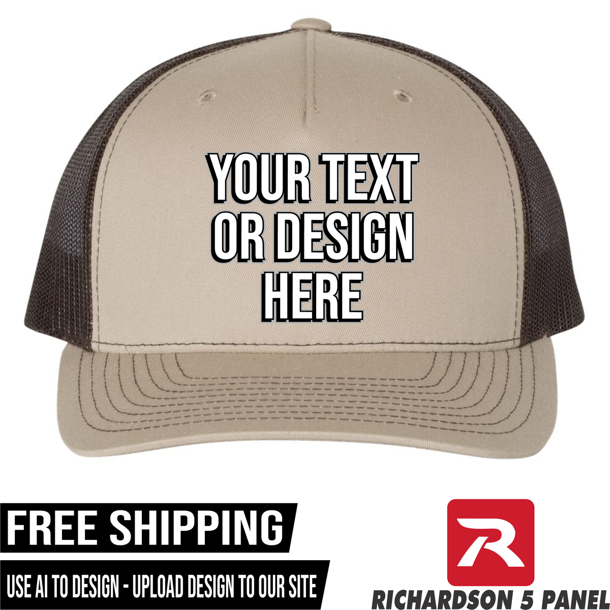 Your Text or Design Here - Richardson 112FP Five Panel Hat - Free Shipping