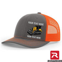 Bull Dozer  - Your Text Here - Richardson 112 Trucker Snapback Hats - Free Shipping