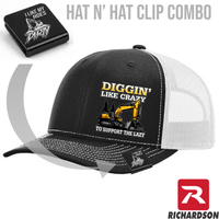 Diggin' Like  Crazy to Support the Lazy - Richardson 112 - Hat & Clip Combo - Free Shipping