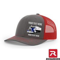 Kenworth W900 Day Cab Dump Trailer -  Richardson 112 Trucker Hat - Your Text Here - Free Shipping