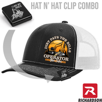 Dirt Pays the Bills - Excavator - Hat & Clip Combo - Richardson 112 - Free Shipping