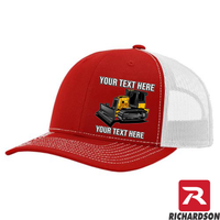 Bull Dozer  - Your Text Here - Richardson 112 Trucker Snapback Hats - Free Shipping