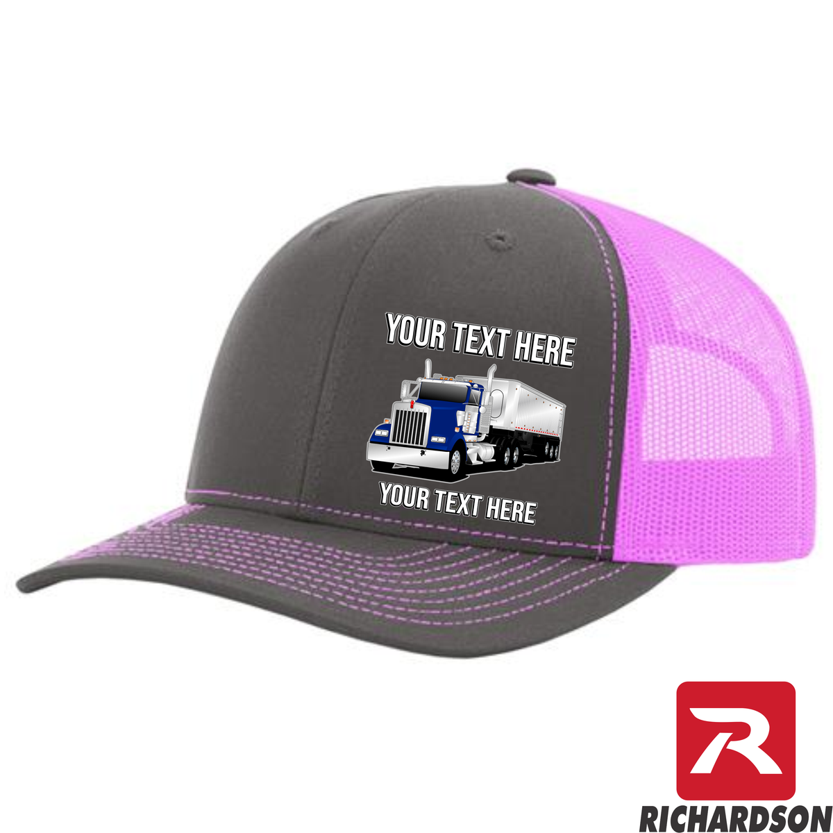 Kenworth W900 Day Cab Dump Trailer -  Richardson 112 Trucker Hat - Your Text Here - Free Shipping