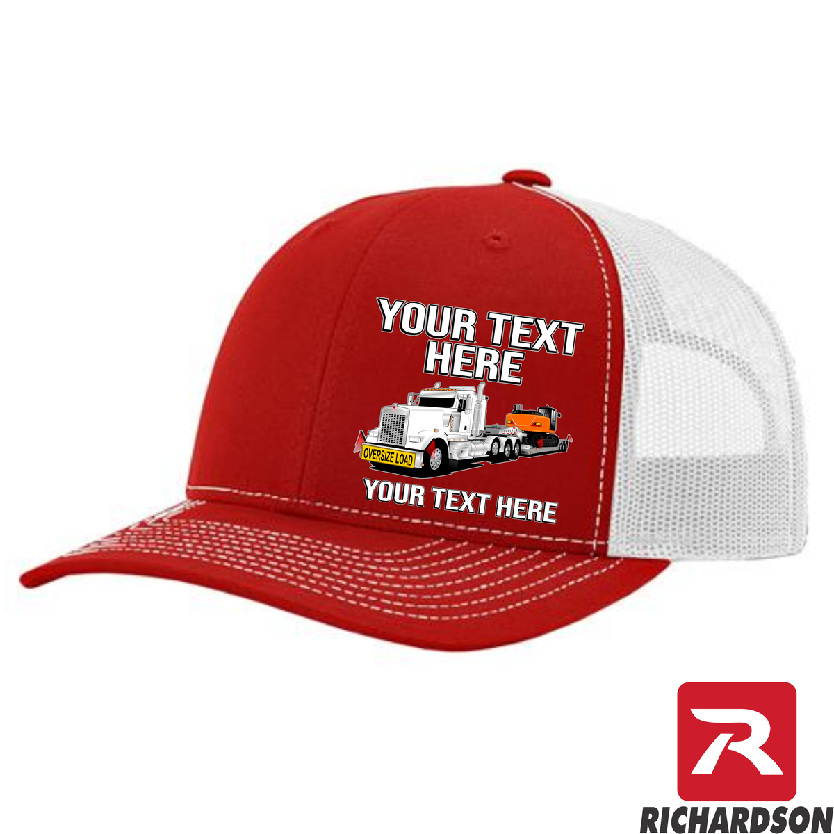 RICHARDSON 112 - Kenworth W900 Lowboy with Excavator   - Your Text Snapback Hats - Free Shipping