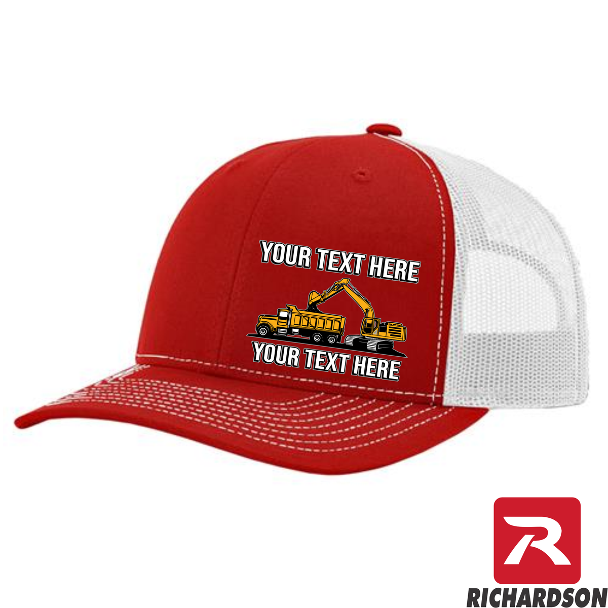 Excavator Dump Truck Loading  - Your Text Here - Richardson 112 - Trucker Snapback Hats - Free Shipping