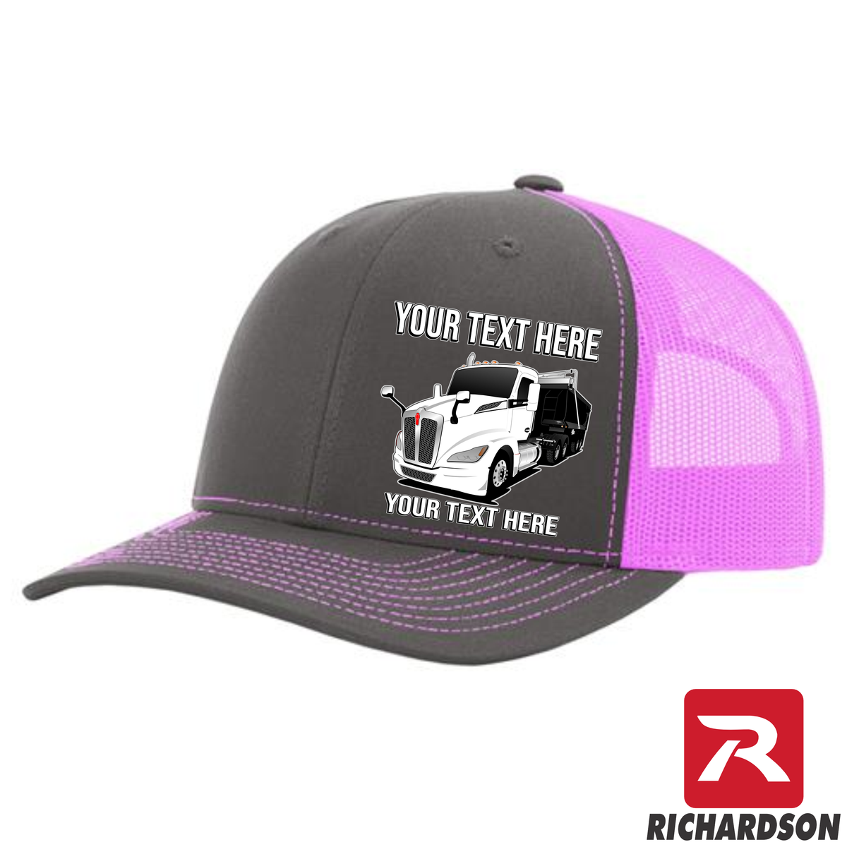 RICHARDSON 112 - Kenworth T680 Dump Truck  - Your Text Snapback Hats - Free Shipping