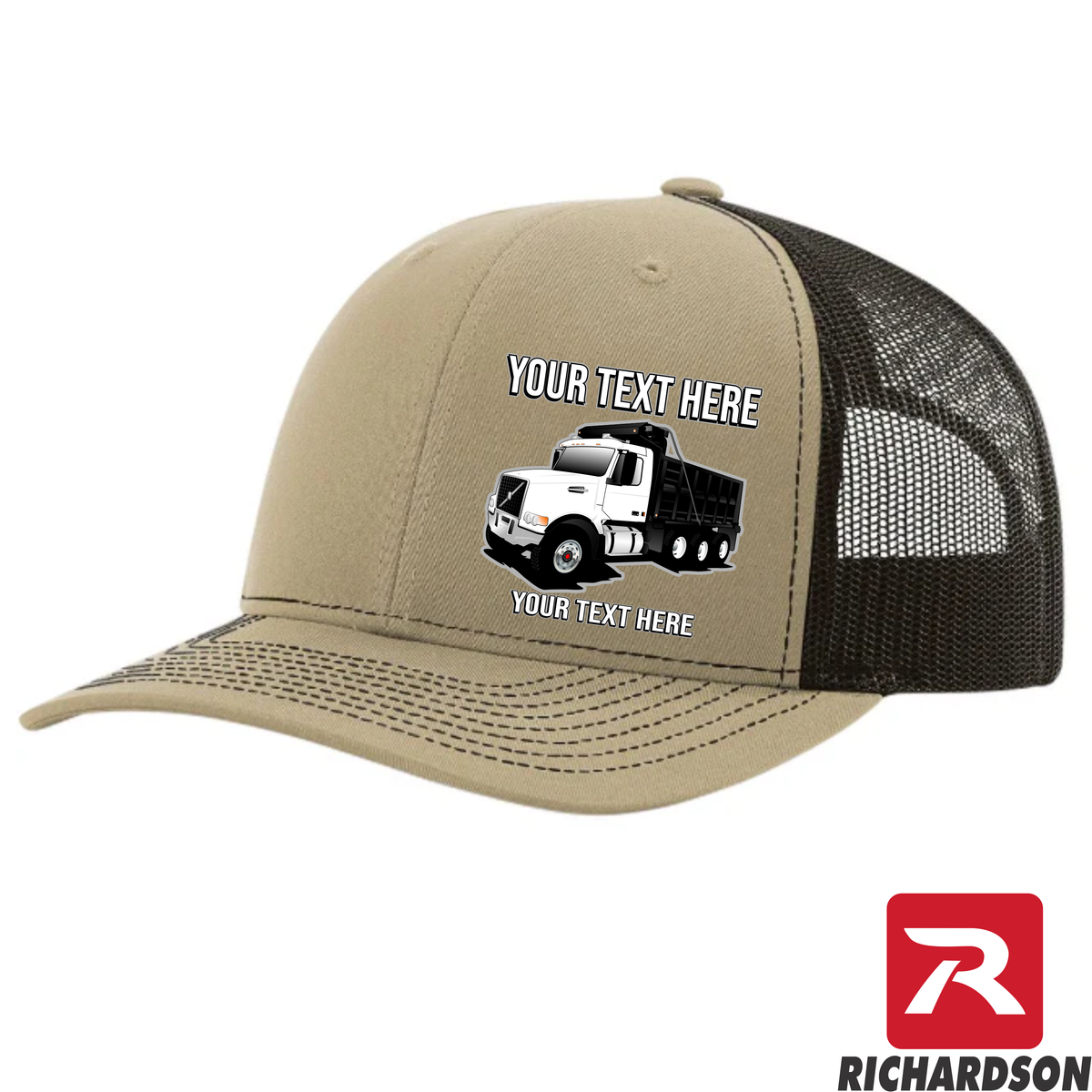 Volvo VHD Dump Truck -  Richardson 112 Trucker Hat - Your Text Here - Free Shipping