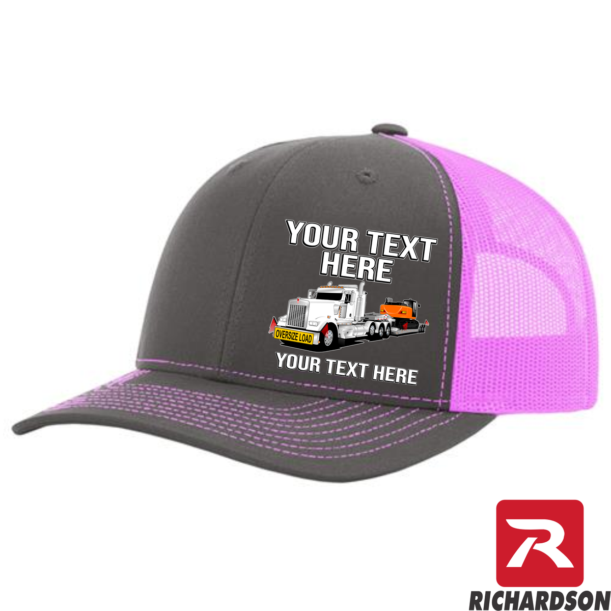 RICHARDSON 112 - Kenworth W900 Lowboy with Excavator   - Your Text Snapback Hats - Free Shipping