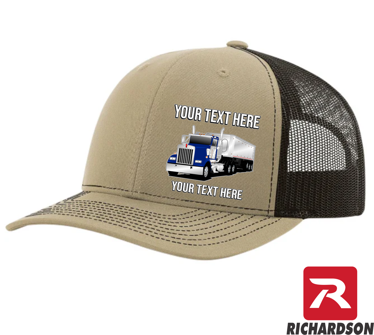 Kenworth W900 Day Cab Dump Trailer -  Richardson 112 Trucker Hat - Your Text Here - Free Shipping