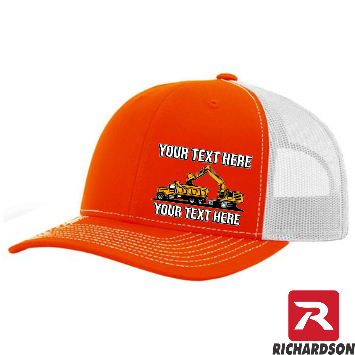 Excavator Dump Truck Loading  - Your Text Here - Richardson 112 - Trucker Snapback Hats - Free Shipping