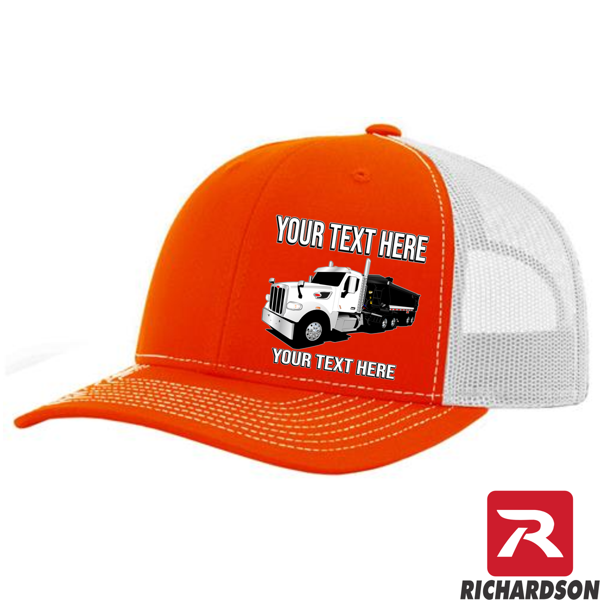 RICHARDSON 112 - Peterbilt 567 Dump Trailer  - Your Text Snapback Hats - Free Shipping