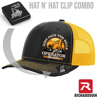Dirt Pays the Bills - Excavator - Hat & Clip Combo - Richardson 112 - Free Shipping
