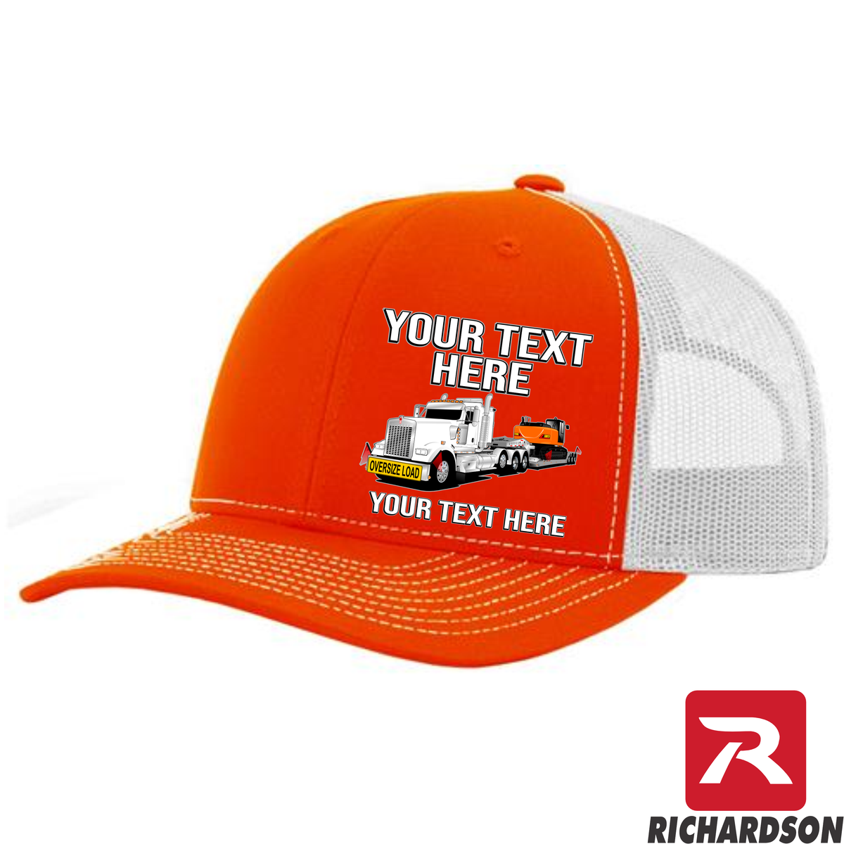 RICHARDSON 112 - Kenworth W900 Lowboy with Excavator   - Your Text Snapback Hats - Free Shipping
