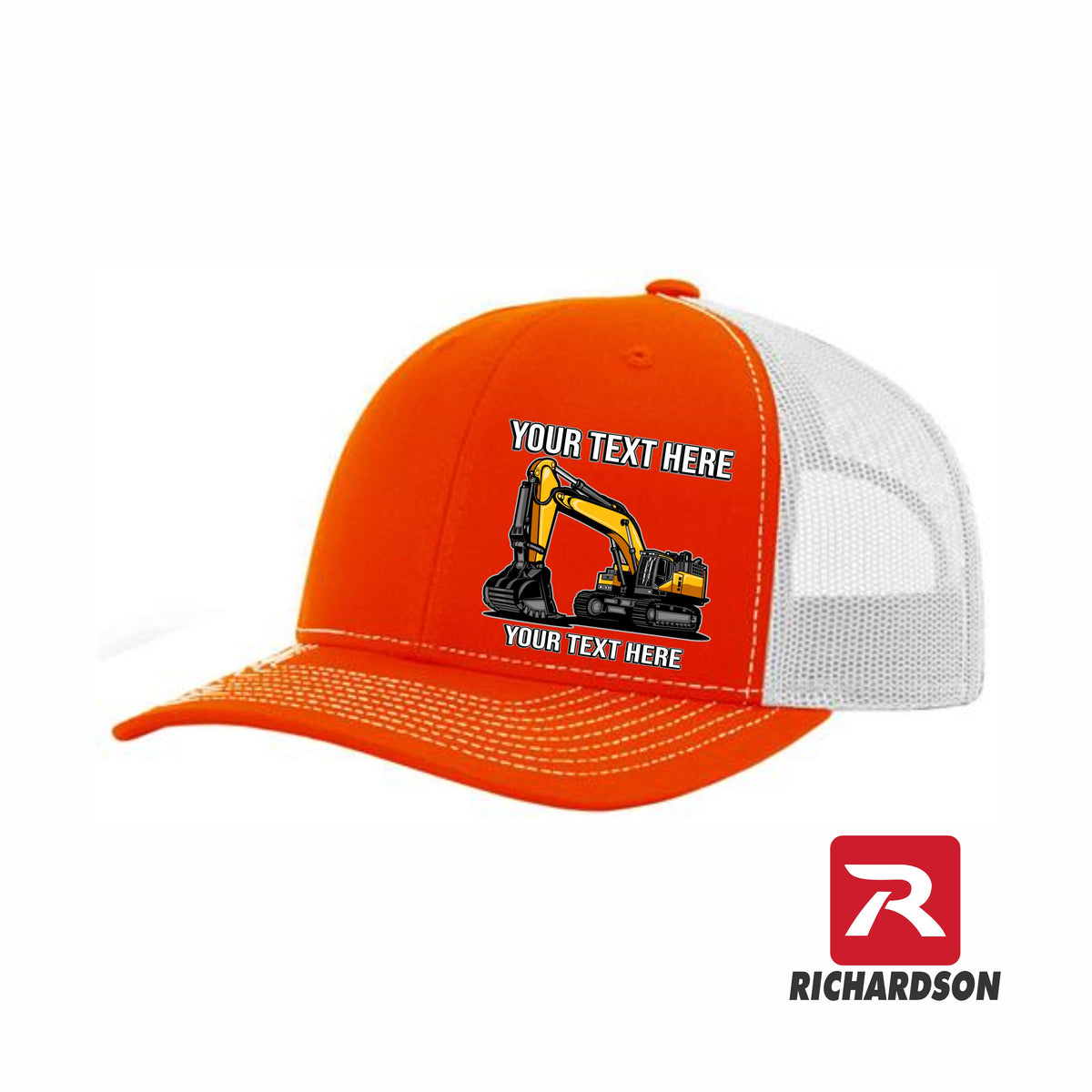 Excavator Solo  - Your Text Here - Richardson 112  Trucker Snapback Hats - Free Shipping