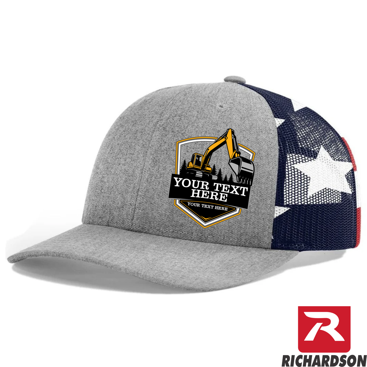 Excavator Trees Prism - Your Text Here - Richardson 112 Trucker Snapback Hats - Free Shipping