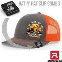 Dirt Pays the Bills - Excavator - Hat & Clip Combo - Richardson 112 - Free Shipping