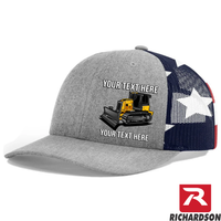 Bull Dozer  - Your Text Here - Richardson 112 Trucker Snapback Hats - Free Shipping