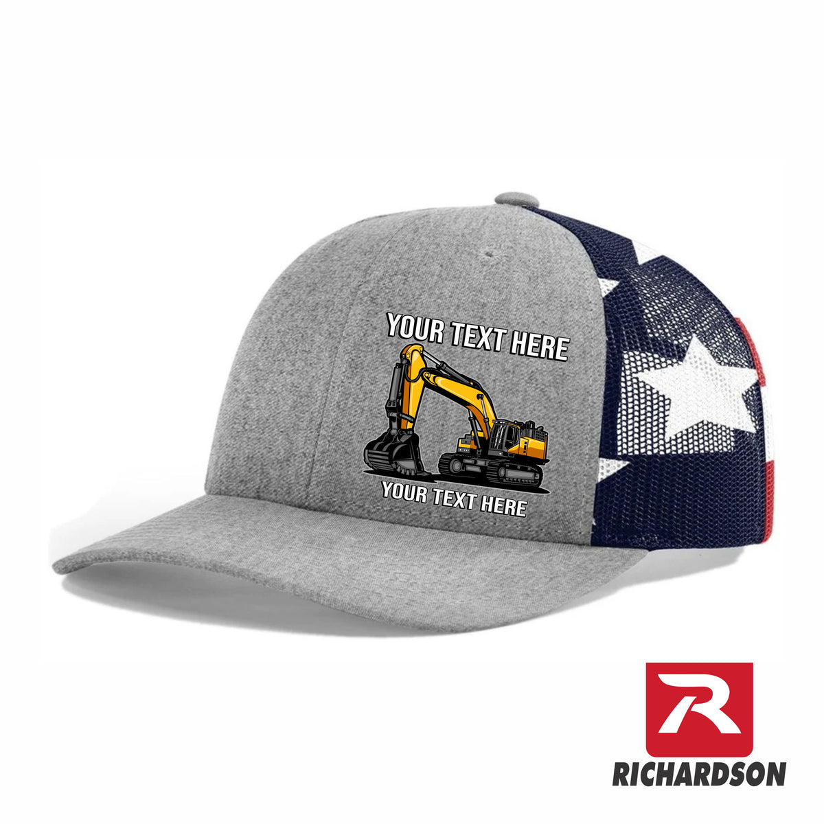 Excavator Solo  - Your Text Here - Richardson 112  Trucker Snapback Hats - Free Shipping