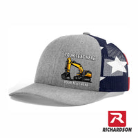 Excavator Solo  - Your Text Here - Richardson 112  Trucker Snapback Hats - Free Shipping