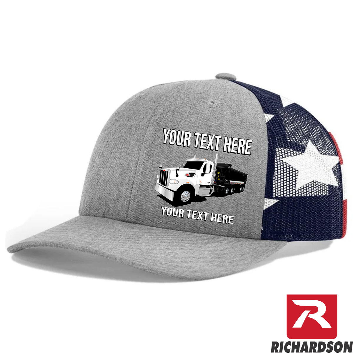 RICHARDSON 112 - Peterbilt 567 Dump Trailer  - Your Text Snapback Hats - Free Shipping