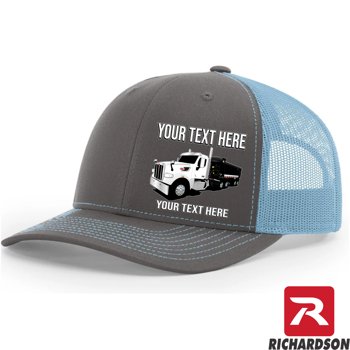 RICHARDSON 112 - Peterbilt 567 Dump Trailer  - Your Text Snapback Hats - Free Shipping