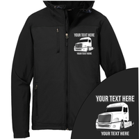 Freightliner Cascadia Full Truck - Your Text Here - Port Authority Hooded Core Soft Shell Jacket  - Free Shipping