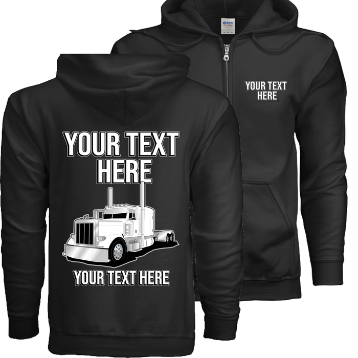 Peterbilt Full Truck - Your Text Here - Gildan Heavy Blend Full-Zip Hoodie