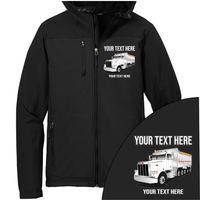 Peterbilt 357 Dump Truck - Your Text Here - Port Authority Hooded Core  Soft Shell Jacket -Free Shipping