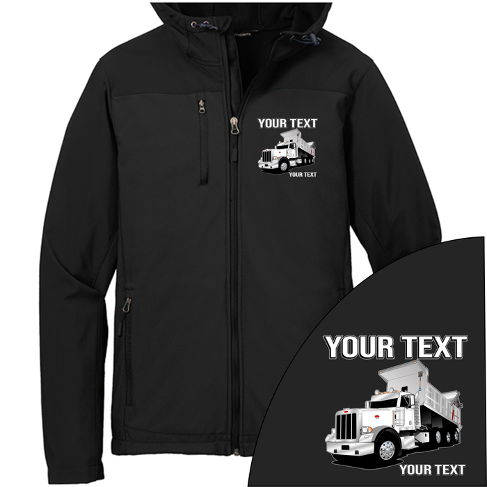 Peterbilt 389 Dump Truck - Your Text Here - Port Authority Hooded Core Soft Shell Jacket - Free Shipping