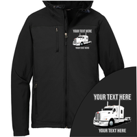 Kenworth T600 Full Truck - Your Text Here - Port Authority Hooded Core Soft Shell Jacket  - Free Shipping