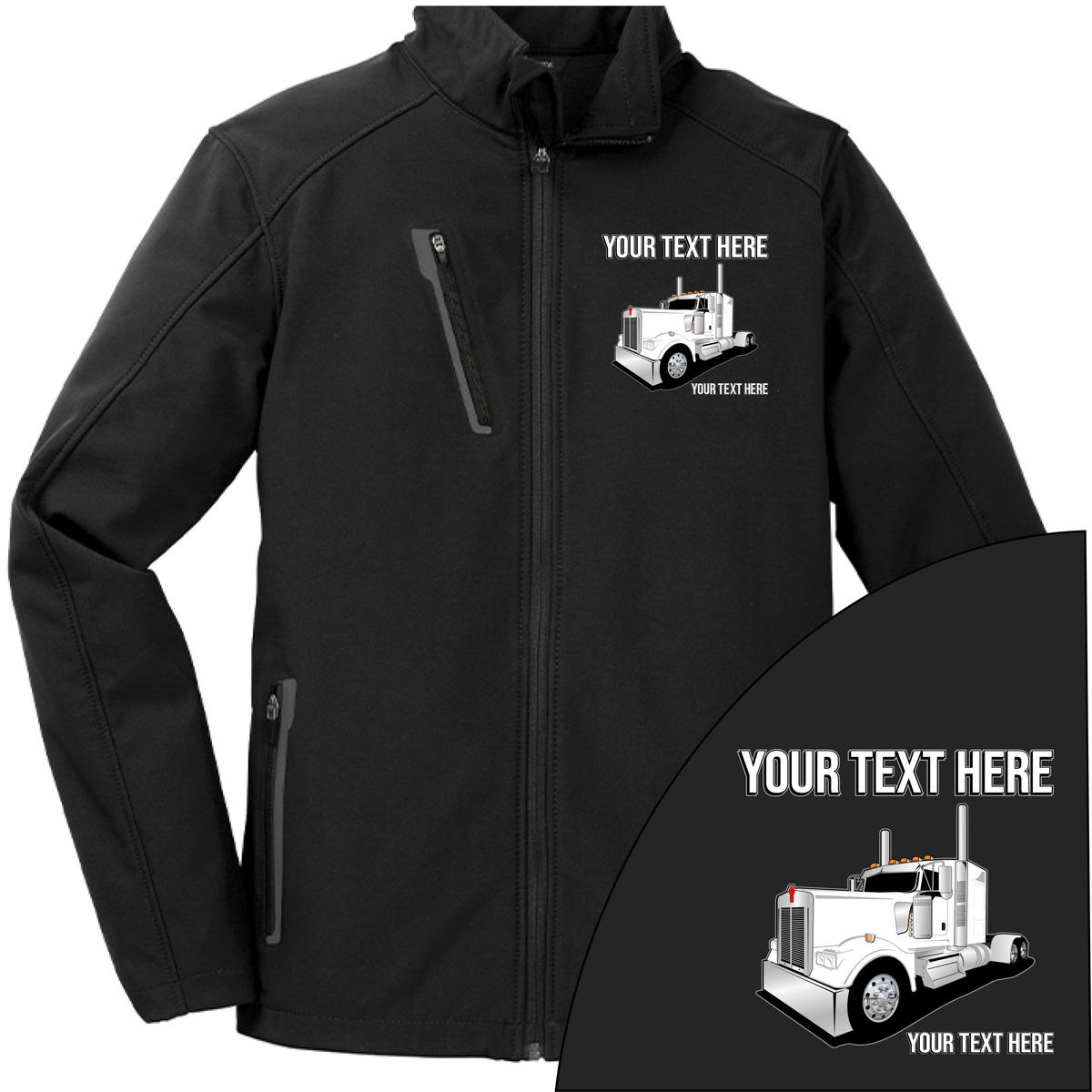 Kenworth Full Truck - Your Text Here - Port Authority ® Welded Soft Shell Jacket NO HOOD - Free Shipping