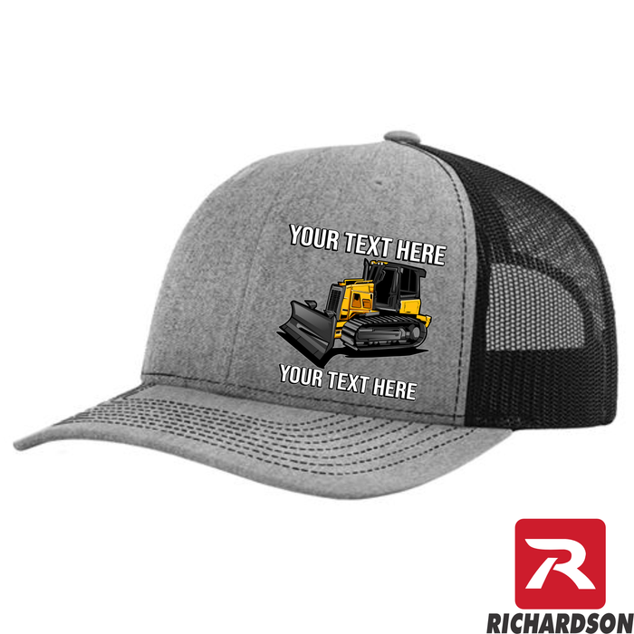 Bull Dozer  - Your Text Here - Richardson 112 Trucker Snapback Hats - Free Shipping