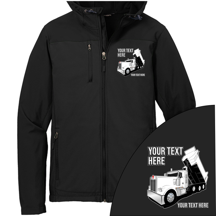 Kenworth W900 Dump Truck - Your Text Here - Port Authority Hooded Core  Soft Shell Jacket  -Free Shipping