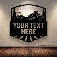 Asphalt Paver Dump Truck Trees Metal Monogram Sign - Free Shipping